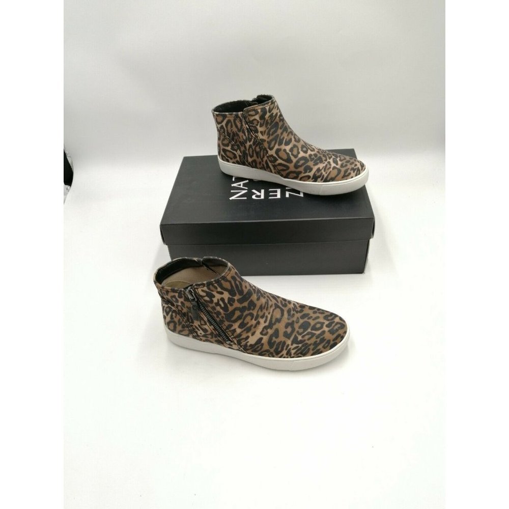 Naturalizer  Miranda Brown Cheetah Print  Leather Sneaker Booties Women's US 6.5